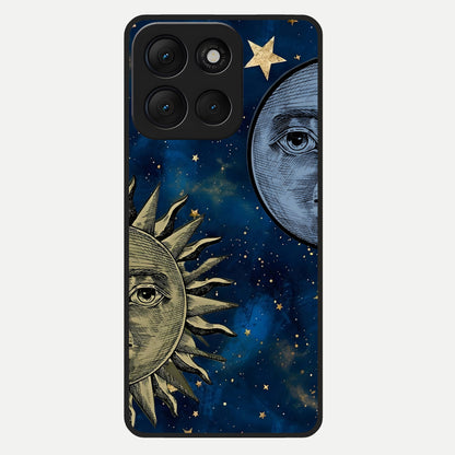  Celestial Moon With Sun Glass Case For Moto G86 Power back cover – full design glossy printed glass finish