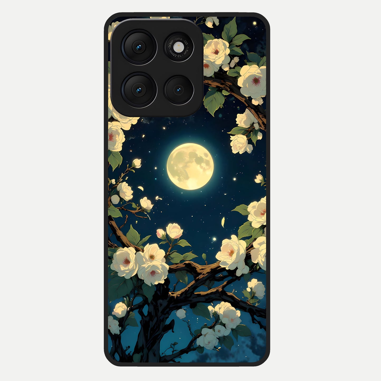  Celestial Moon And Flower Glass Case For Moto G86 Power back cover – full design glossy printed glass finish