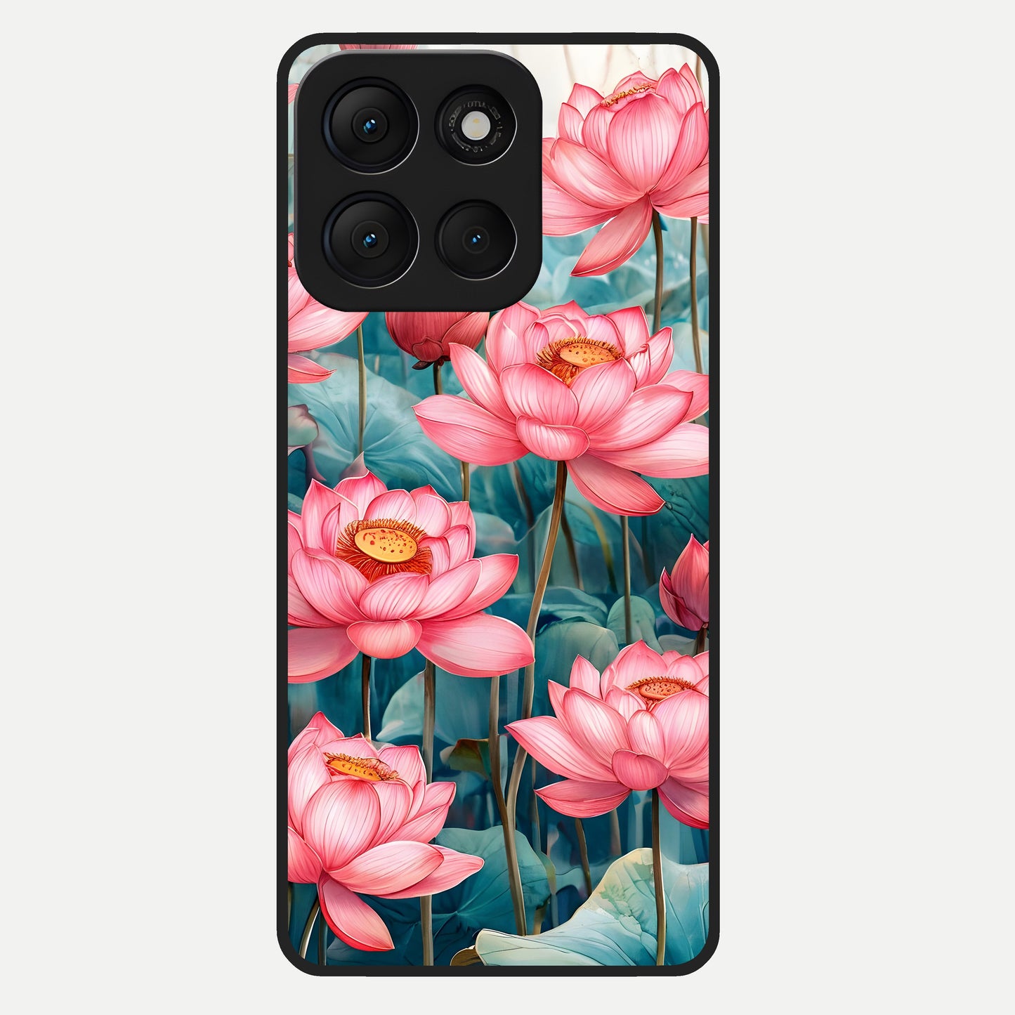  Celestial Pink Lotus Glass Case For Moto G86 Power back cover – full design glossy printed glass finish