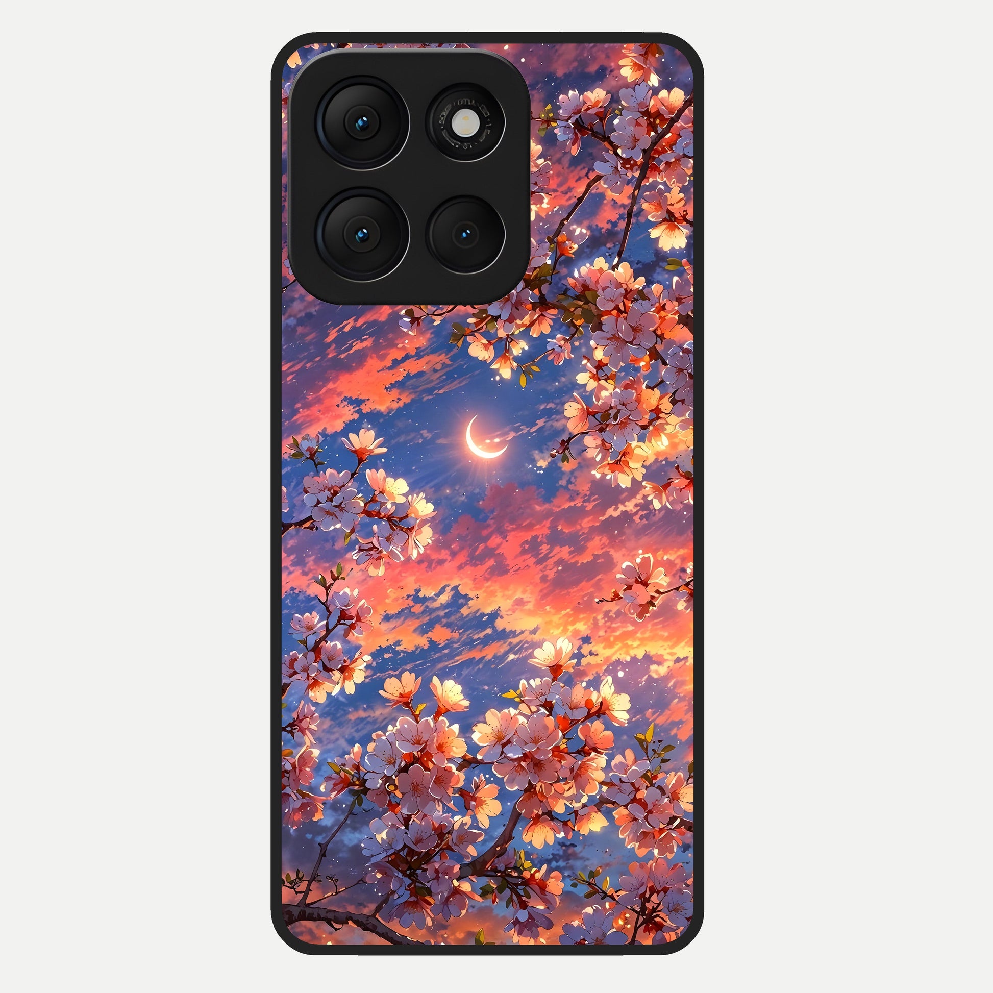  Celestial Sakura Sunset Glass Case For Moto G86 Power back cover – full design glossy printed glass finish