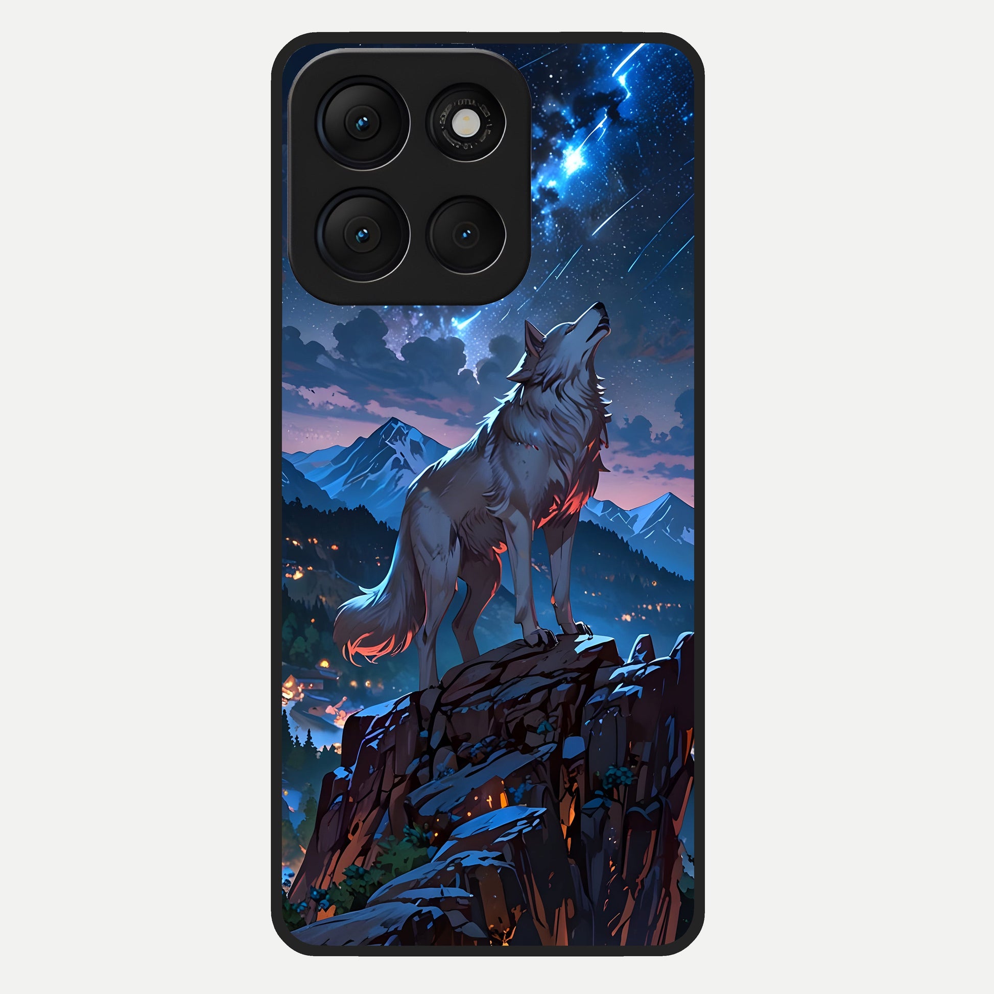  Celestial Wolf Howl Glass Case For Moto G86 Power back cover – full design glossy printed glass finish