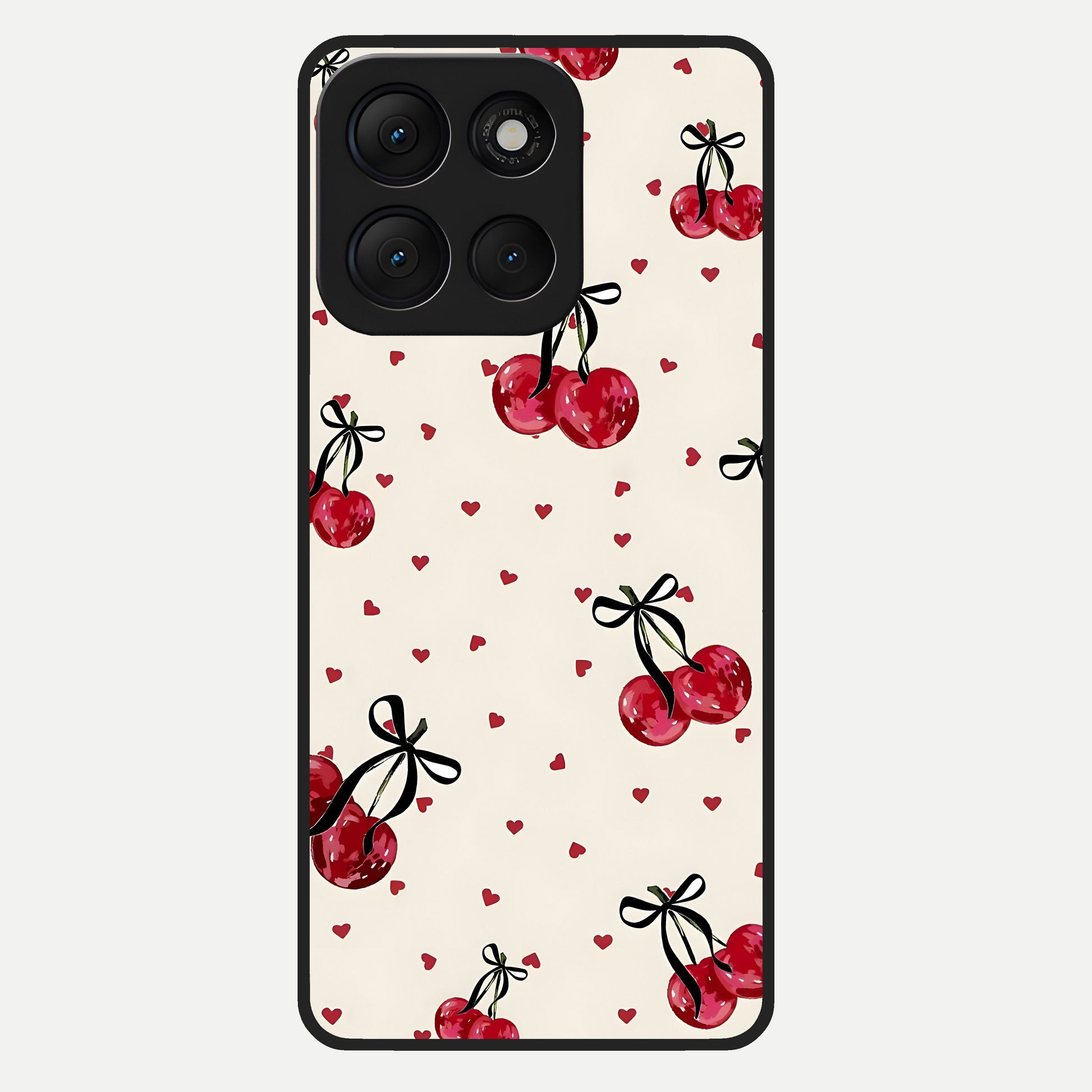  Cherry Heart Bow Glass Case For Moto G86 Power back cover – full design glossy printed glass finish