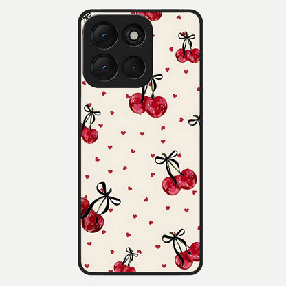  Cherry Heart Bow Glass Case For Moto G86 Power back cover – full design glossy printed glass finish