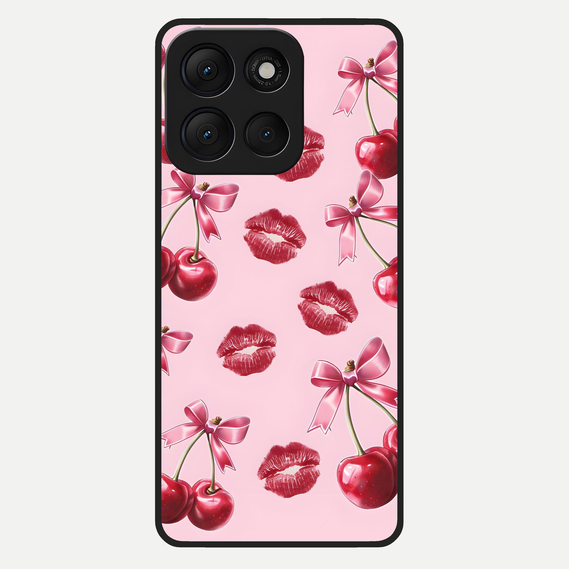  Cherry With Lips Glass Case For Moto G86 Power back cover – full design glossy printed glass finish