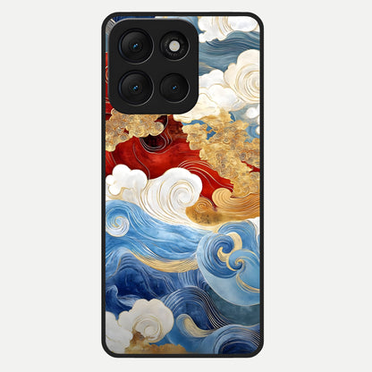  Colored Waves Glass Case For Moto G86 Power back cover – full design glossy printed glass finish