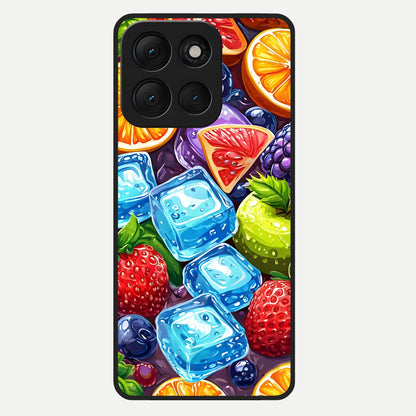  Colorful Fruits with Ice Glass Case For Moto G86 Power back cover – full design glossy printed glass finish
