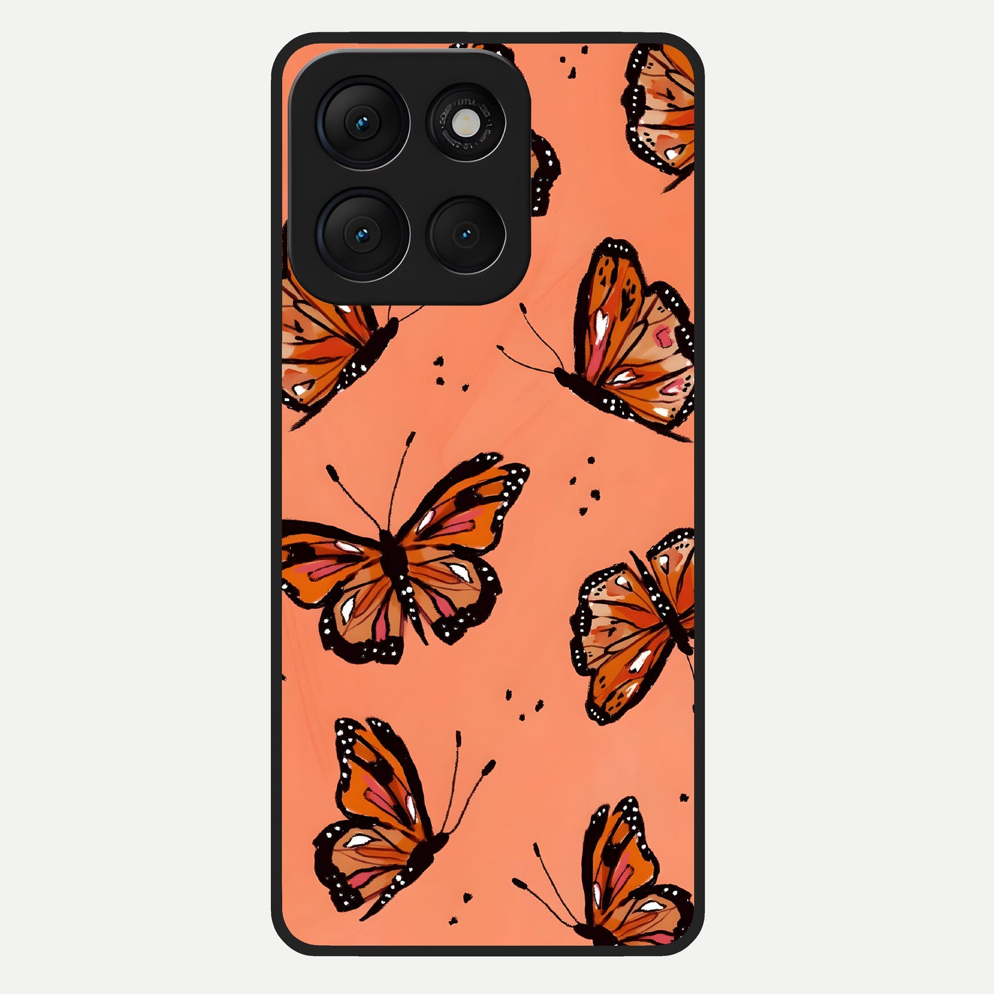  Coral Wing Butterfly Glass Case For Moto G86 Power back cover – full design glossy printed glass finish