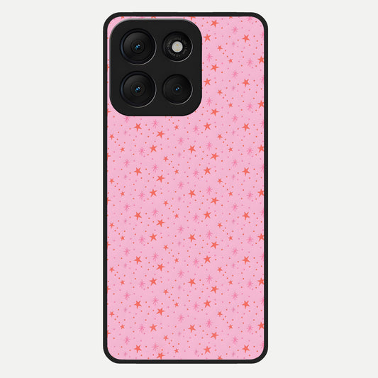  Cosmic Pink Sparkle Glass Case For Moto G86 Power back cover – full design glossy printed glass finish
