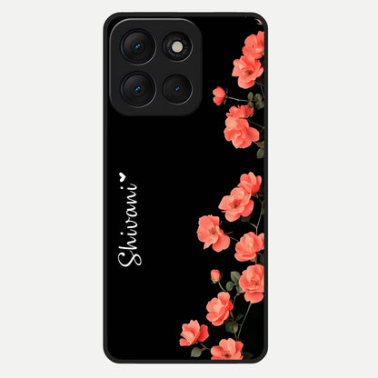  Crimson Bloom Grace Custom Name Glass Case For Moto G86 Power back cover – full design glossy printed glass finish