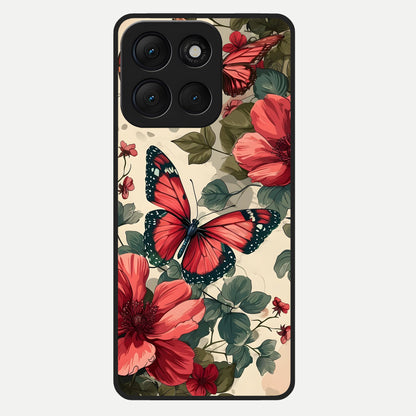  Crimson Butterfly Garden Glass Case For Moto G86 Power back cover – full design glossy printed glass finish