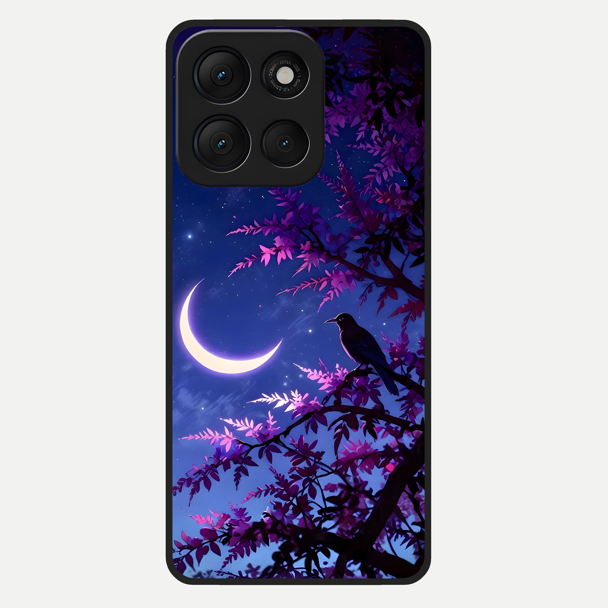  Crow And Moon Scenery Glass Case For Moto G86 Power back cover – full design glossy printed glass finish