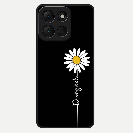  Custom Name White Flower Glass Case For Moto G86 Power back cover – full design glossy printed glass finish