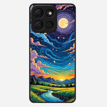  Dreamy Night Landscape Glass Case For Moto G86 Power back cover – full design glossy printed glass finish