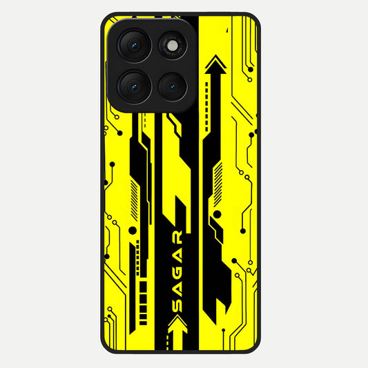  Electric Pulse CYBERPUNK Custom Name Glass Case For Moto G86 Power back cover – full design glossy printed glass finish