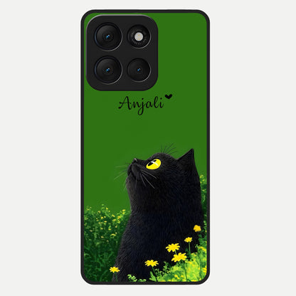  Emerald Cat Custom Name Glass Case For Moto G86 Power back cover – full design glossy printed glass finish