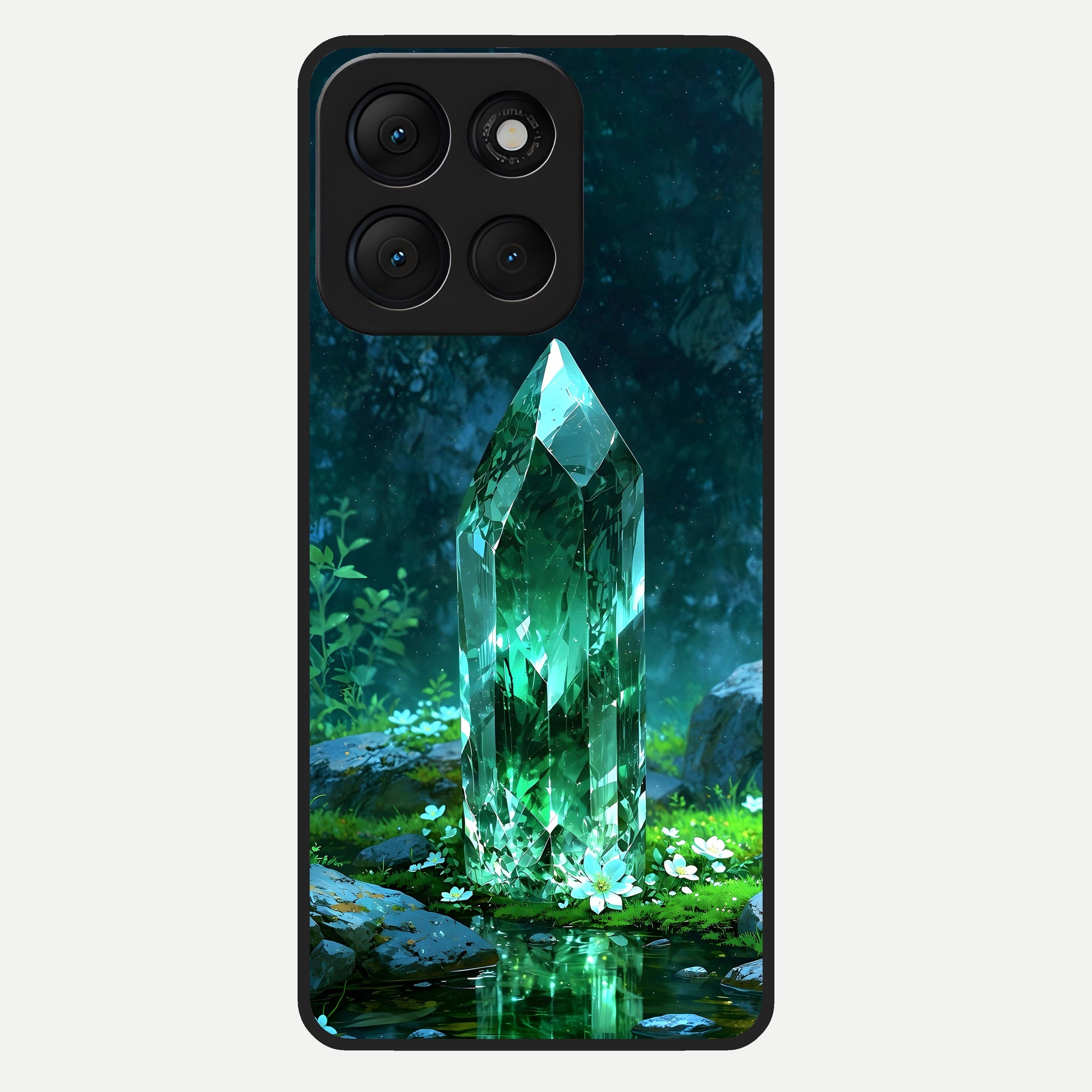  Emerald Light Crystal Glass Case For Moto G86 Power back cover – full design glossy printed glass finish