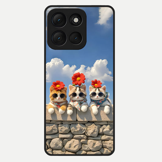  Floral Kitty Squad Glass Case For Moto G86 Power back cover – full design glossy printed glass finish