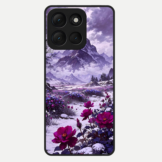  Flower Mountain View Glass Case For Moto G86 Power back cover – full design glossy printed glass finish