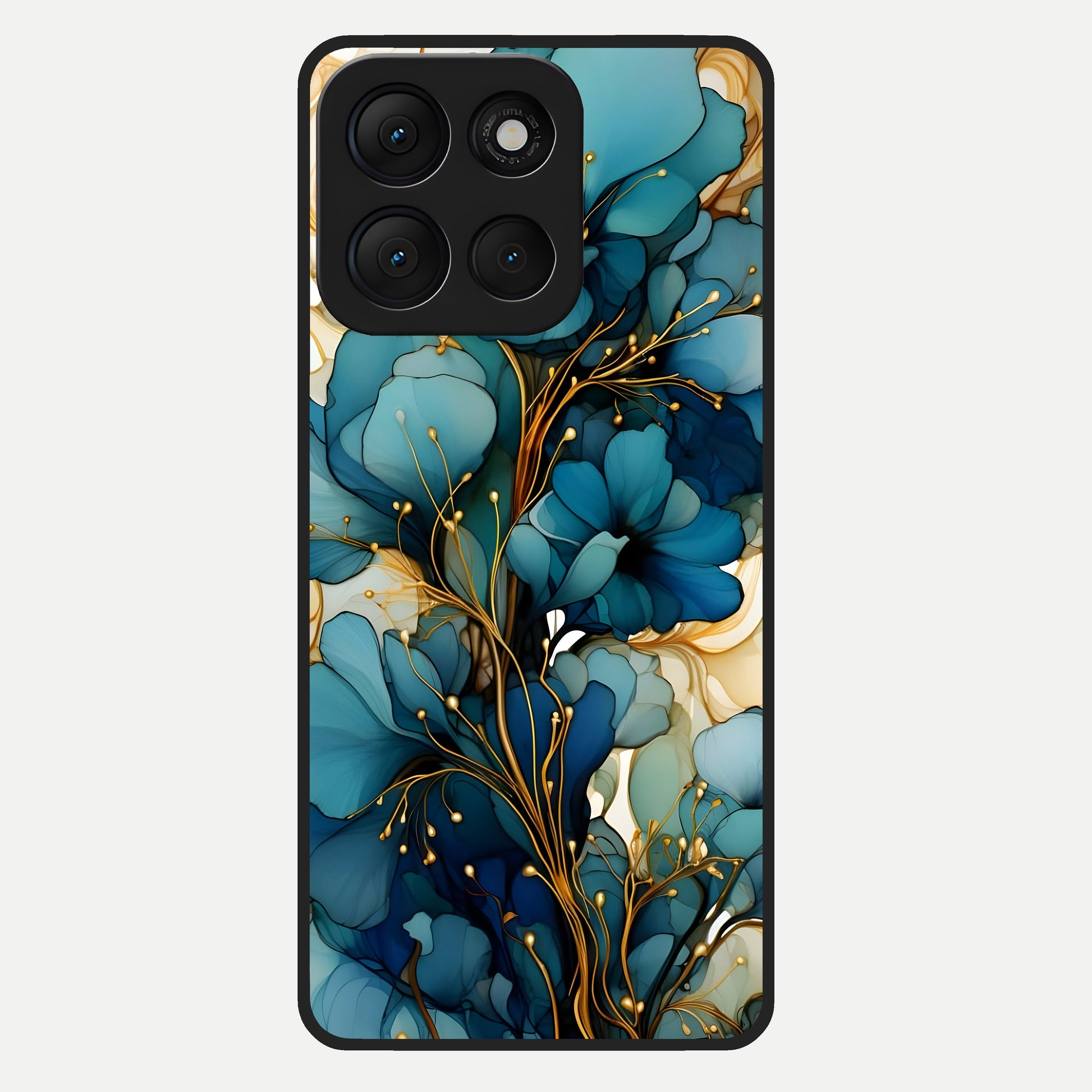  Golden Bloom Symphony Glass Case For Moto G86 Power back cover – full design glossy printed glass finish