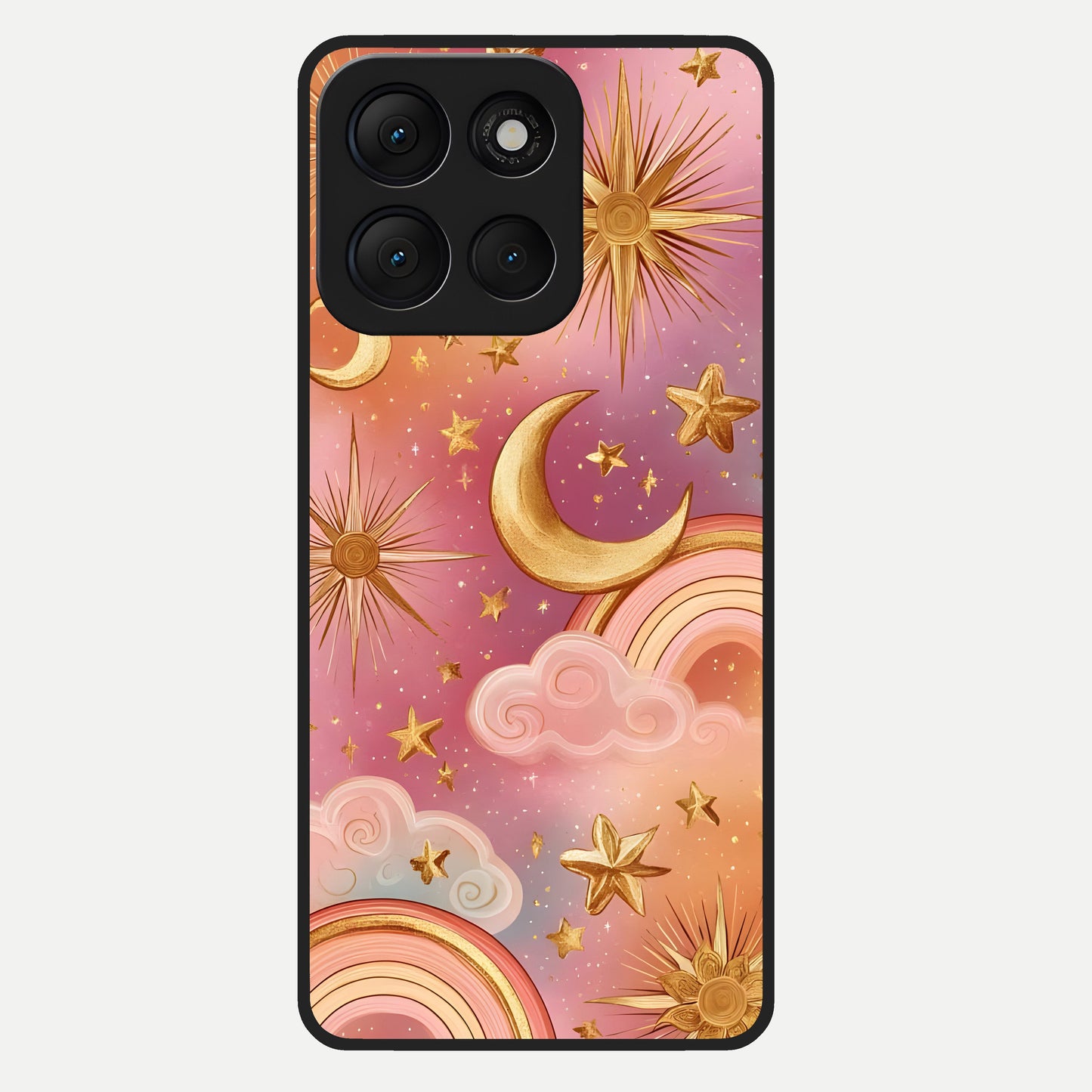  Golden Celestial Dreams Glass Case For Moto G86 Power back cover – full design glossy printed glass finish