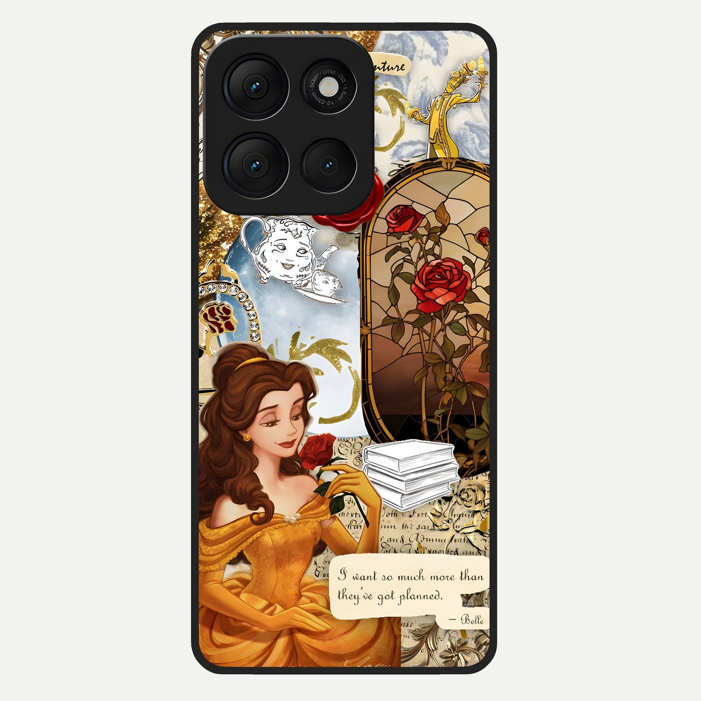  Golden Dream Belle Glass Case For Moto G86 Power back cover – full design glossy printed glass finish