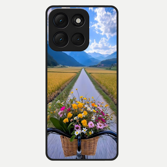  Golden Field Journey Glass Case For Moto G86 Power back cover – full design glossy printed glass finish