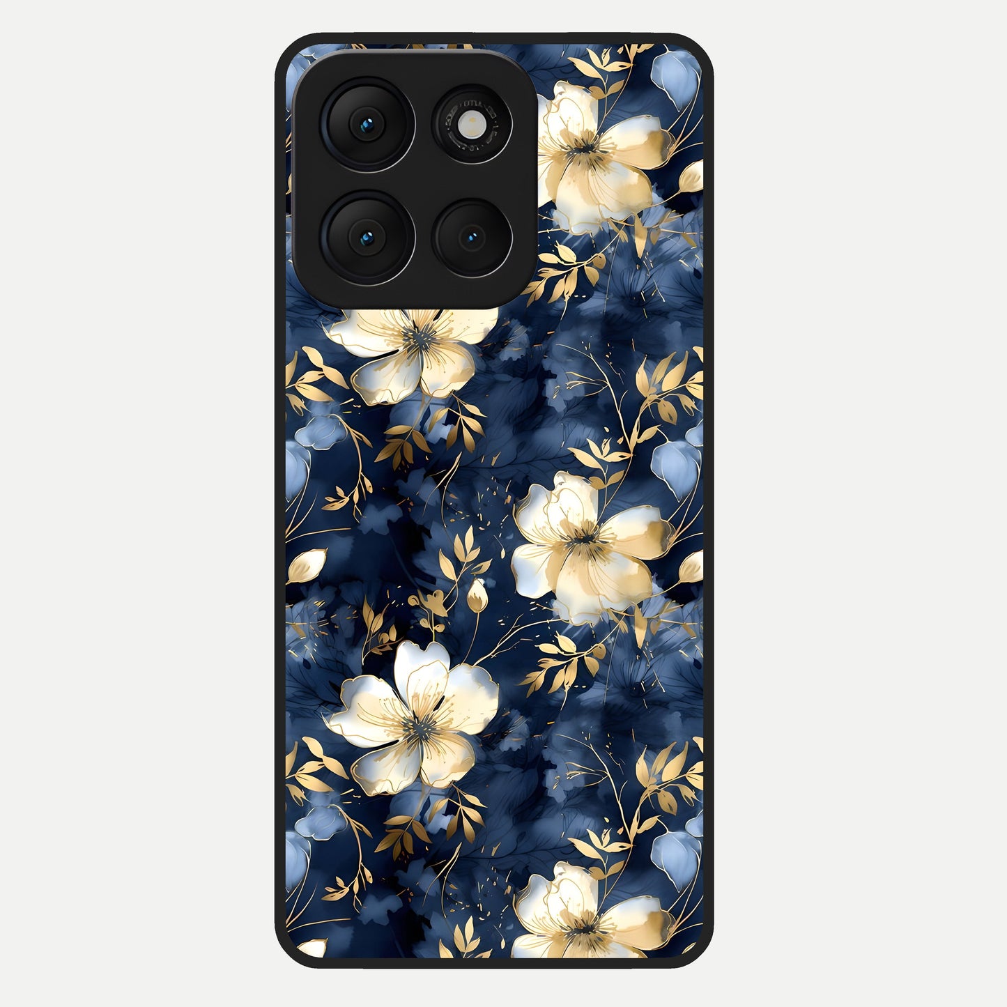  Golden Midnight Bloom Glass Case For Moto G86 Power back cover – full design glossy printed glass finish