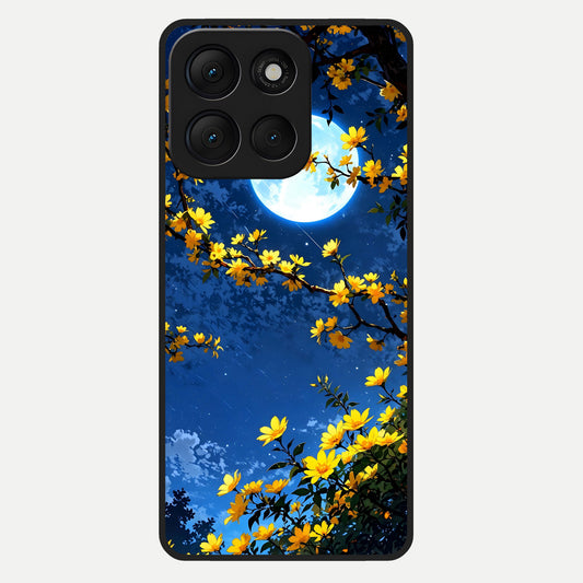  Golden Night Glow Glass Case For Moto G86 Power back cover – full design glossy printed glass finish