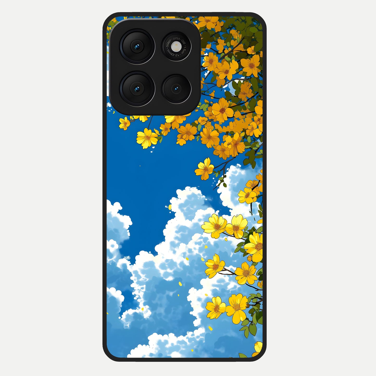  Golden Petal Sky Glass Case For Moto G86 Power back cover – full design glossy printed glass finish