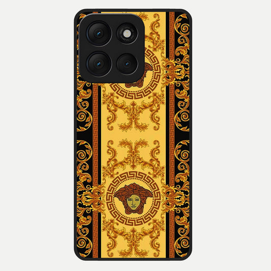  Golden Royal Heritage Glass Case For Moto G86 Power back cover – full design glossy printed glass finish