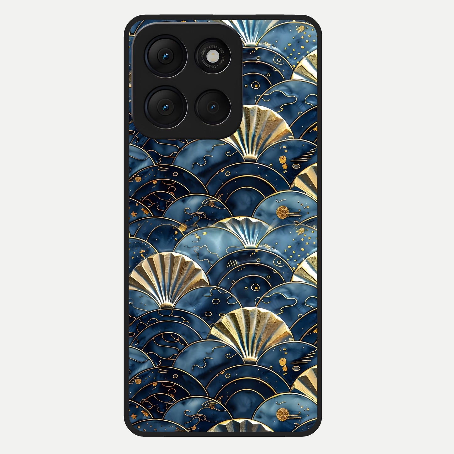  Golden Wave Luxe Glass Case For Moto G86 Power back cover – full design glossy printed glass finish