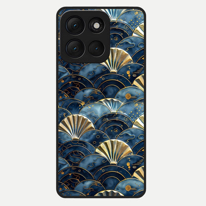  Golden Wave Luxe Glass Case For Moto G86 Power back cover – full design glossy printed glass finish