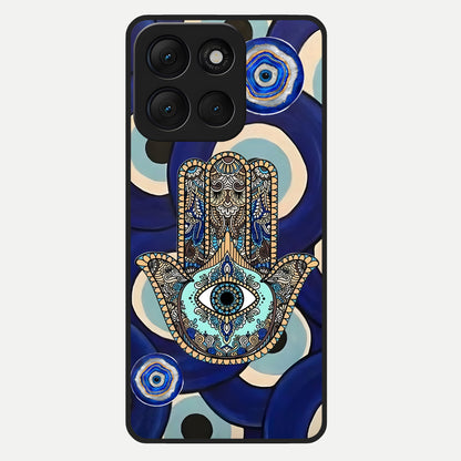  Hamsa Divine Guard Glass Case For Moto G86 Power back cover – full design glossy printed glass finish