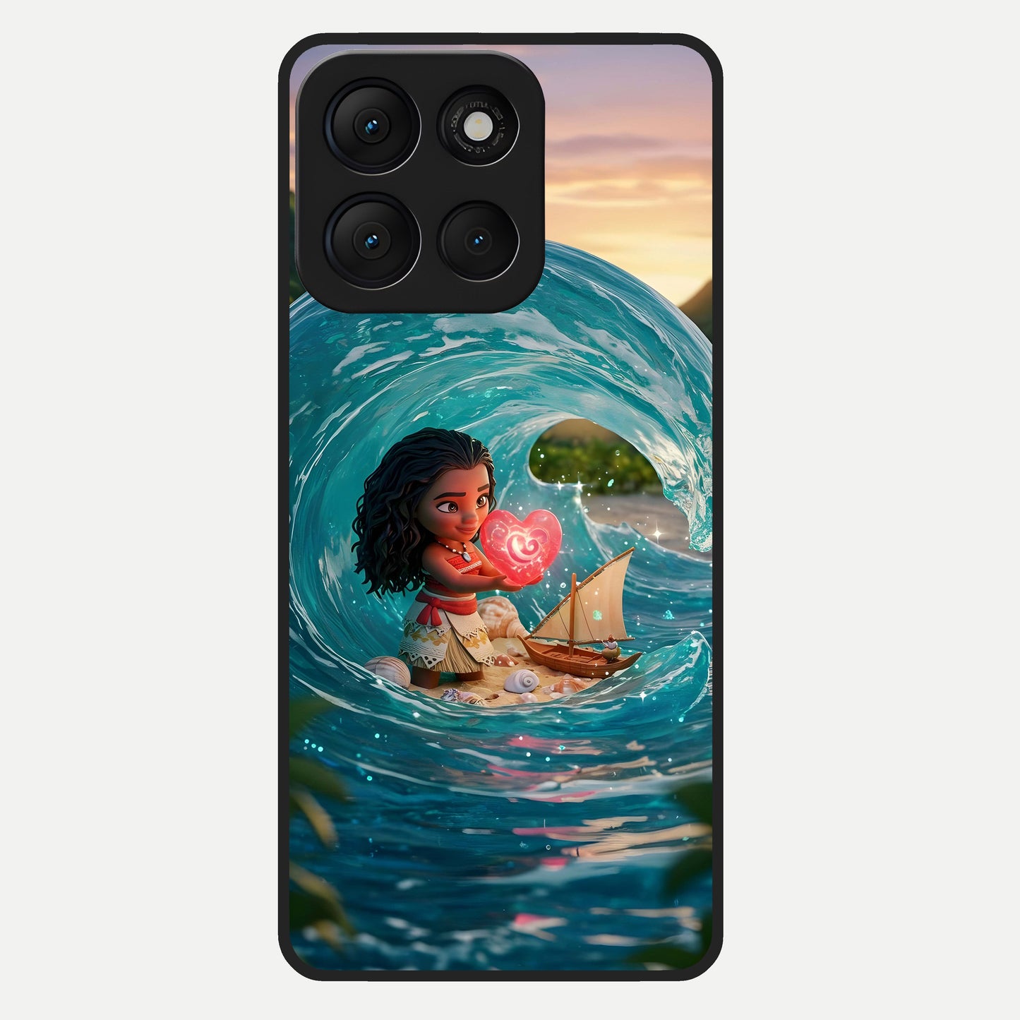  Heart of Ocean Glass Case For Moto G86 Power back cover – full design glossy printed glass finish