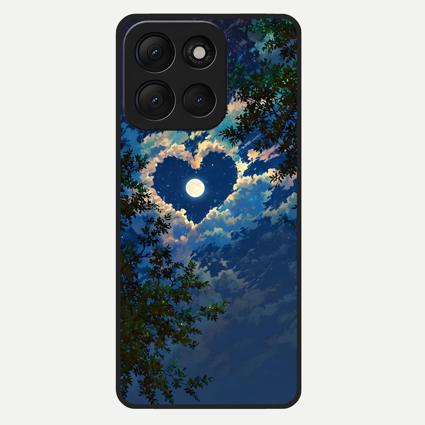  Heart With Moon Sky Glass Case For Moto G86 Power back cover – full design glossy printed glass finish