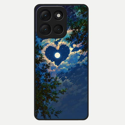  Heart With Moon Sky Glass Case For Moto G86 Power back cover – full design glossy printed glass finish