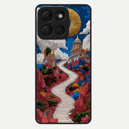  Heavenly Moon Path Glass Case For Moto G86 Power back cover – full design glossy printed glass finish
