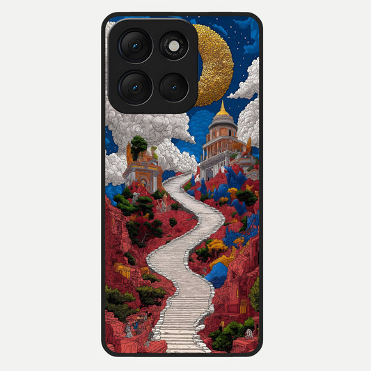  Heavenly Moon Path Glass Case For Moto G86 Power back cover – full design glossy printed glass finish