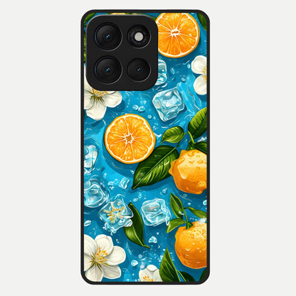  Ice Cube With Orange Glass Case For Moto G86 Power back cover – full design glossy printed glass finish