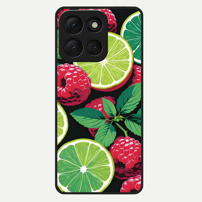  Lime and Raspberry Pattern Glass Case For Moto G86 Power back cover – full design glossy printed glass finish