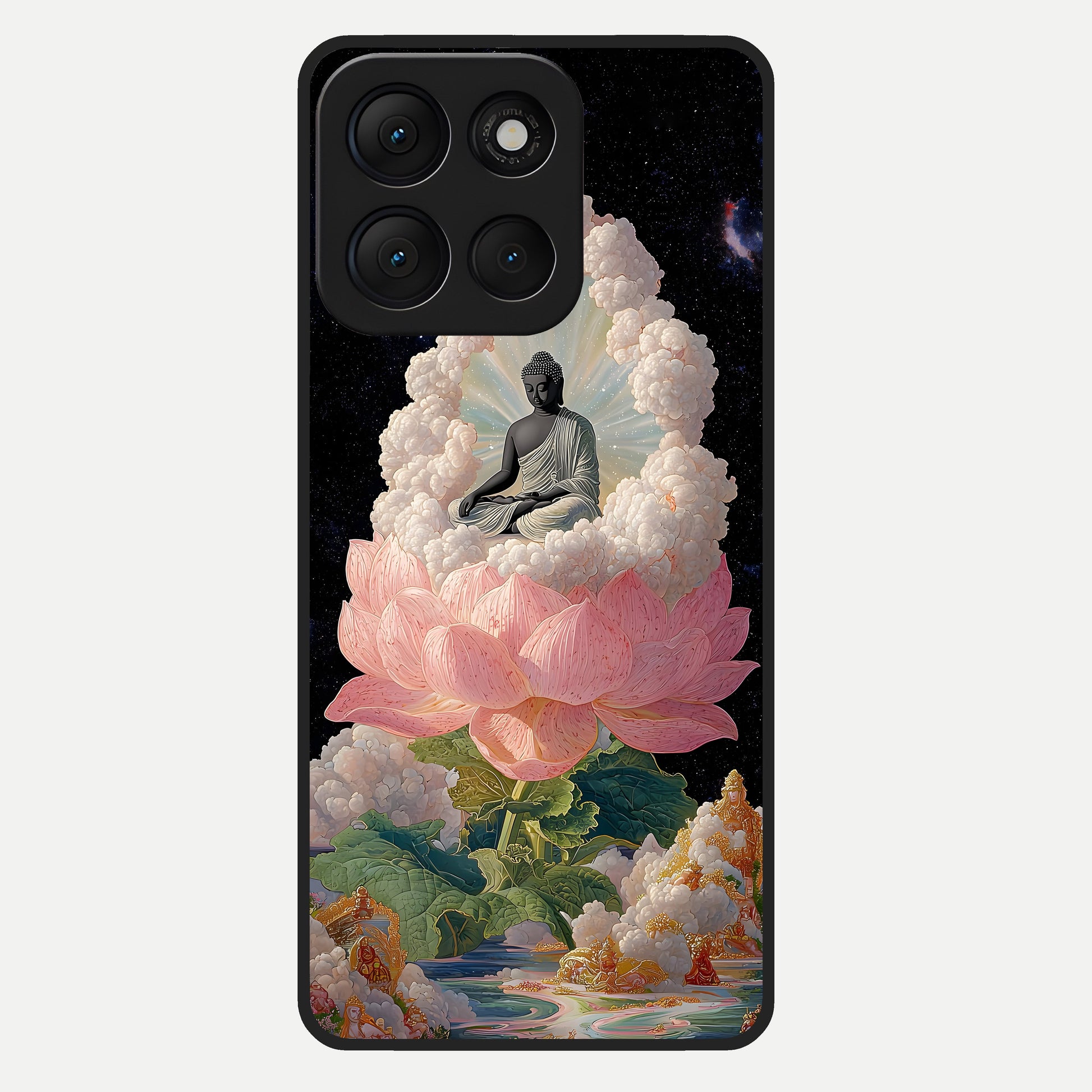  Lotus Divine Peace Glass Case For Moto G86 Power back cover – full design glossy printed glass finish