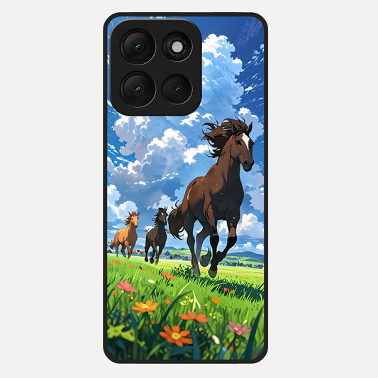  Majestic Horses Galloping Glass Case For Moto G86 Power back cover – full design glossy printed glass finish