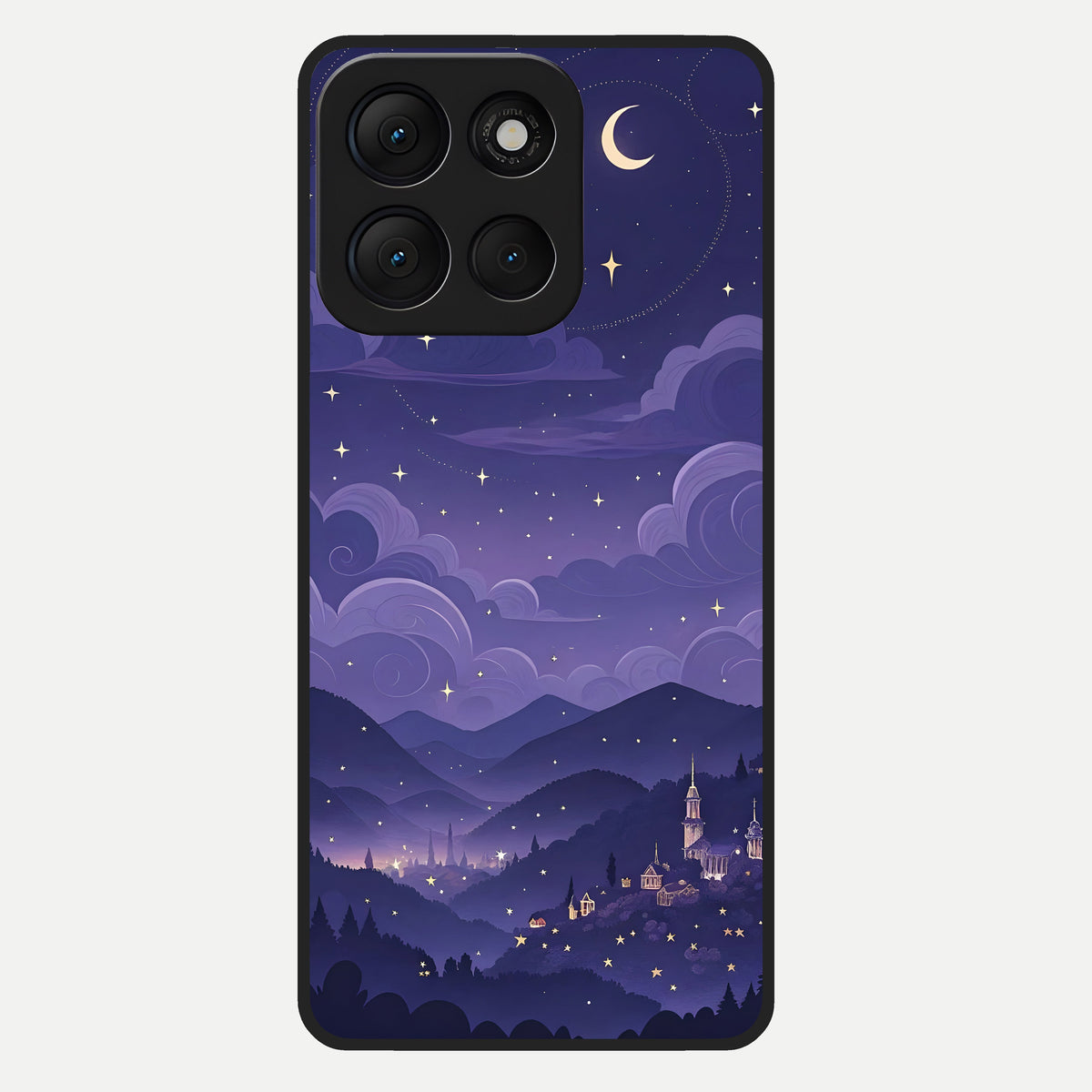  Minimal Night View Glass Case For Moto G86 Power back cover – full design glossy printed glass finish