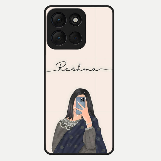  Mirror Mood Muse With Custom Name Glass Case For Moto G86 Power back cover – full design glossy printed glass finish