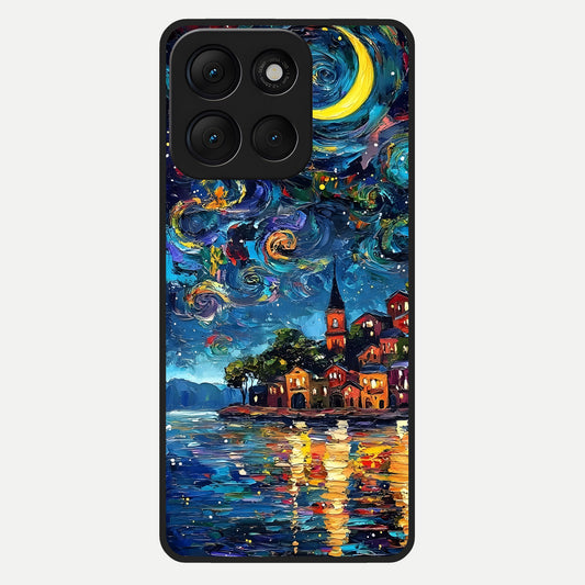  Moonlight Harbor Glow Glass Case For Moto G86 Power back cover – full design glossy printed glass finish
