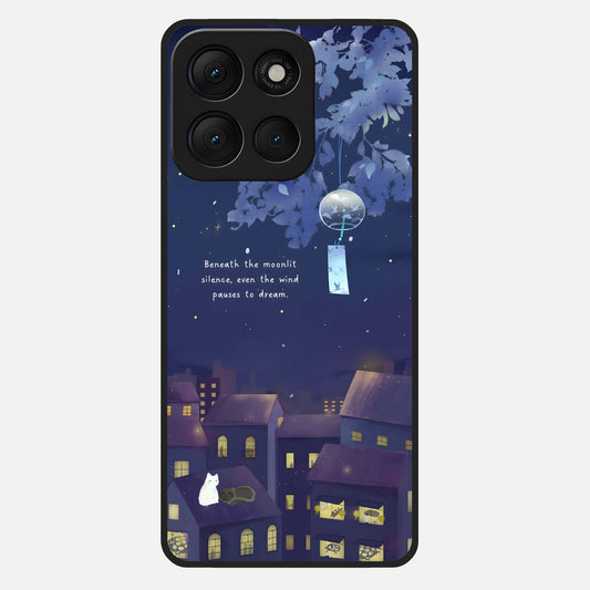  Moonlit Cat Silence Glass Case For Moto G86 Power back cover – full design glossy printed glass finish