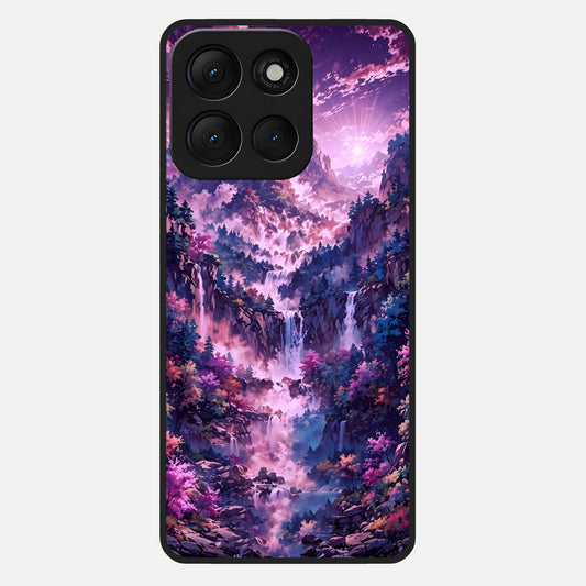  Mystic Cascade Peaks Glass Case For Moto G86 Power back cover – full design glossy printed glass finish