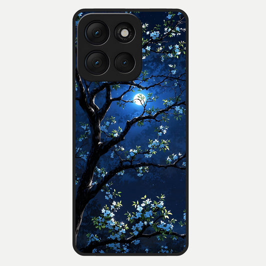  Mystic Floral Night Glass Case For Moto G86 Power back cover – full design glossy printed glass finish