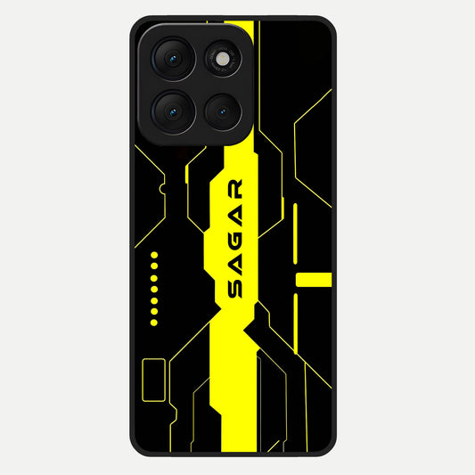  Neon CYBERPUNK Custom Name Glass Case For Moto G86 Power back cover – full design glossy printed glass finish