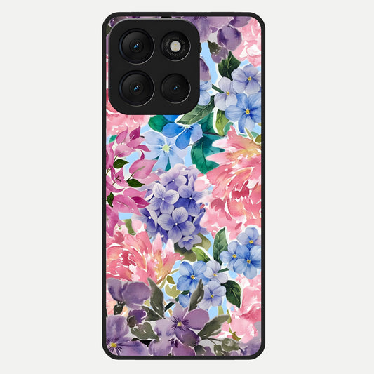  Pastel Floral Mix Glass Case For Moto G86 Power back cover – full design glossy printed glass finish